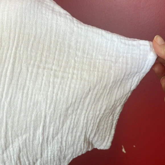 EUC Just living 100% cotton tie front white top - Picture 2 of 13